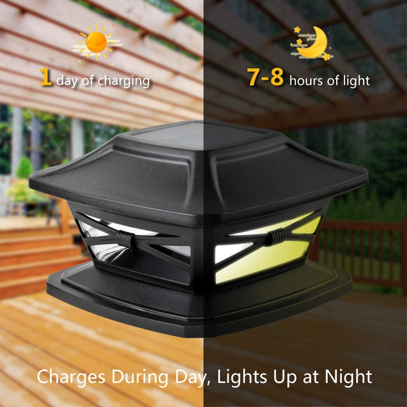 Davinci Lighting Flexfit Solar Outdoor Post Cap Lights - Includes Bases for 4x4 5x5 6x6 Wooden Posts - Bright LED Light - Slate Black (1 Pack) - Image 5